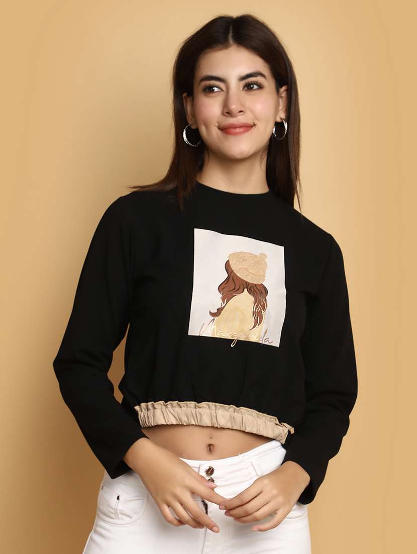 women front print long sleeve sweatshirt - 20686436 -  Zoom Image - 0