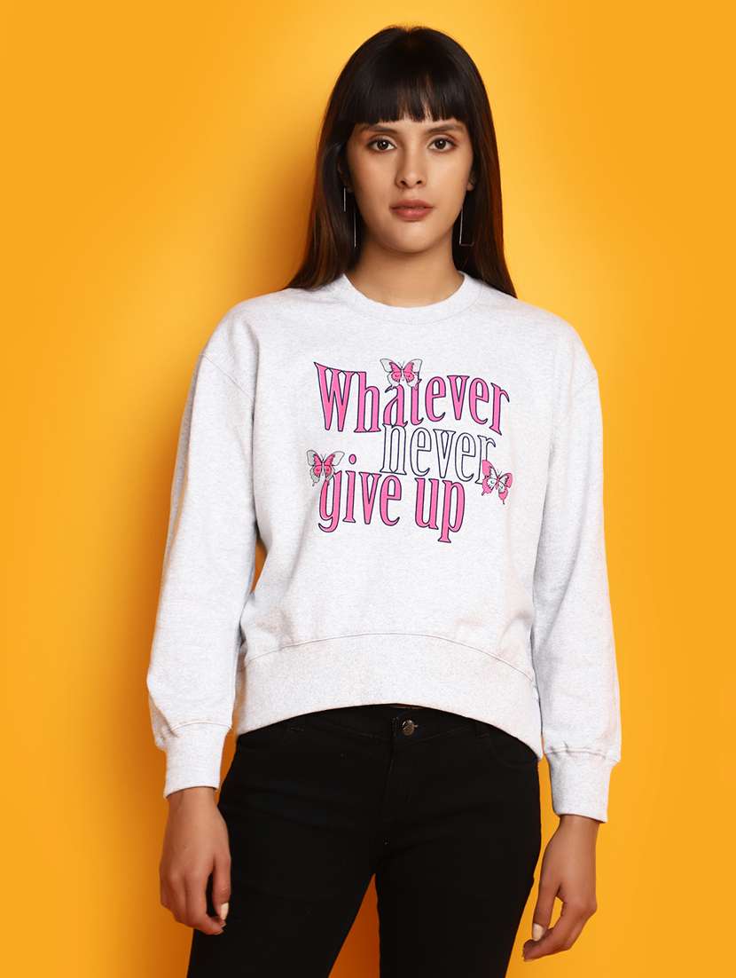 women front print long sleeve sweatshirt - 20686437 - Zoom Image - 0