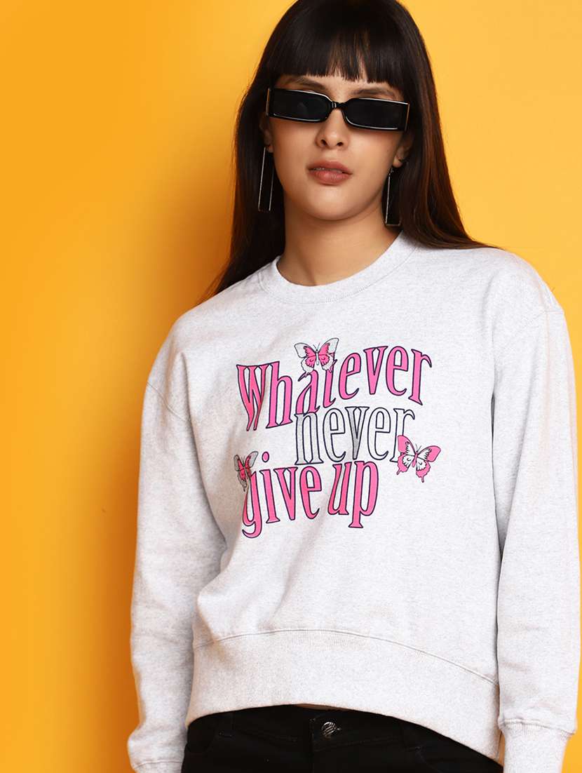 women front print long sleeve sweatshirt - 20686437 - Standard Image - 3