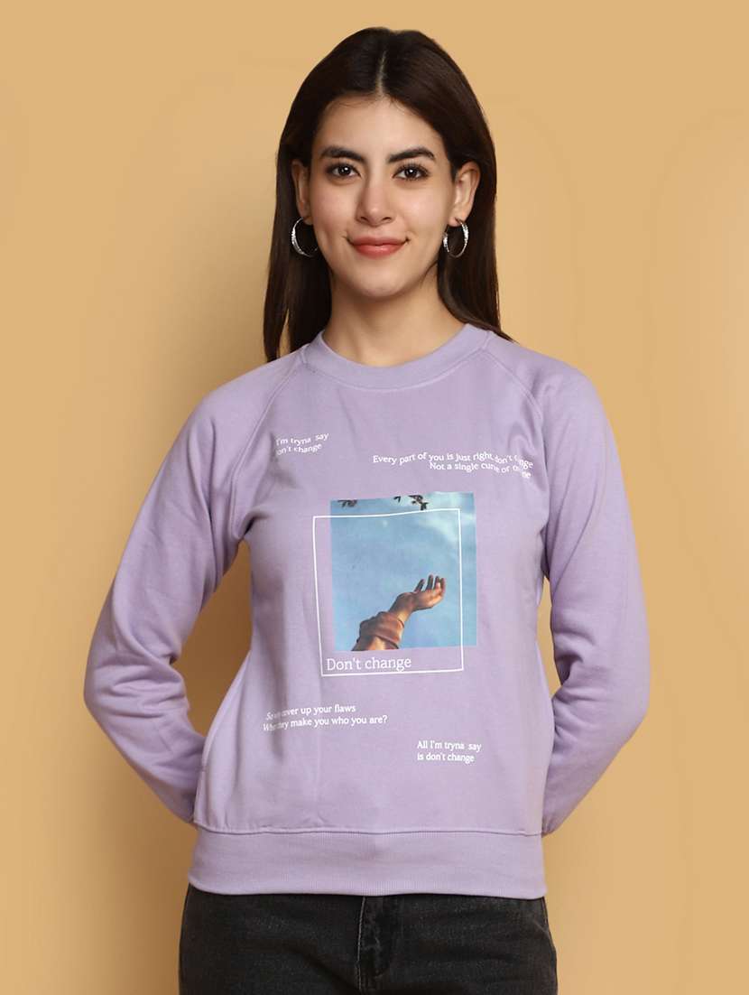 women front print long sleeve sweatshirt - 20686439 -  Zoom Image - 0