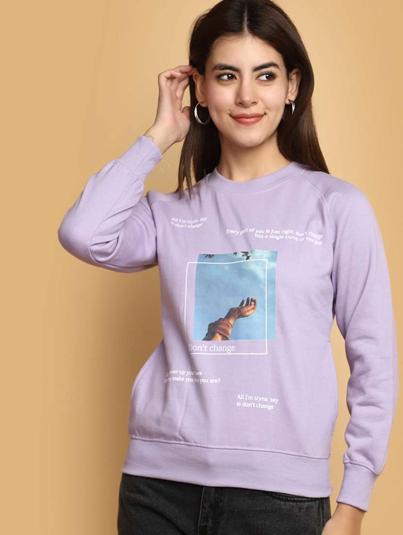 women front print long sleeve sweatshirt - 20686439 - Standard Image - 3