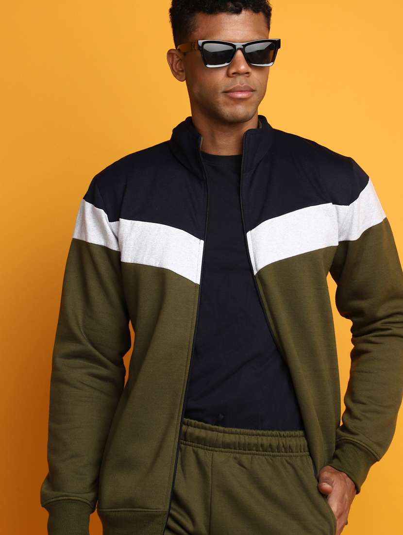 green colourblocked taped detailed track suit - 20686553 -  Standard Image - 3