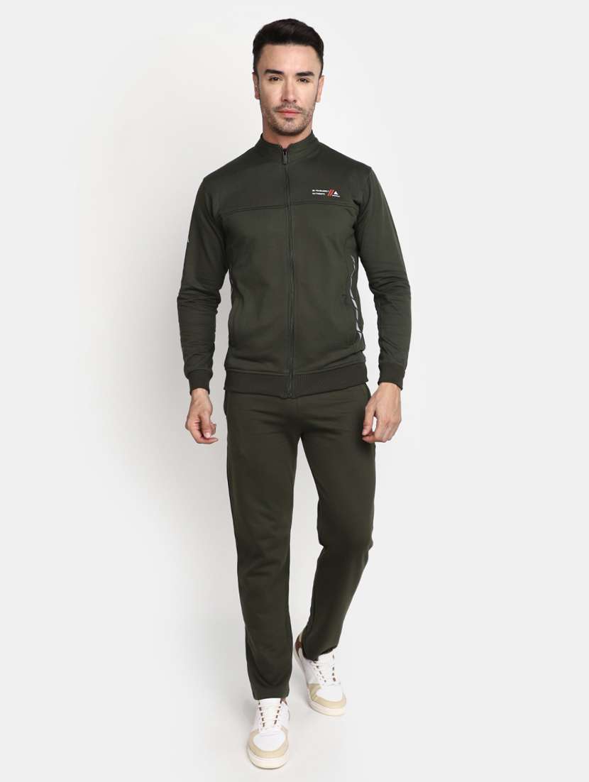 solid green detailed track suit