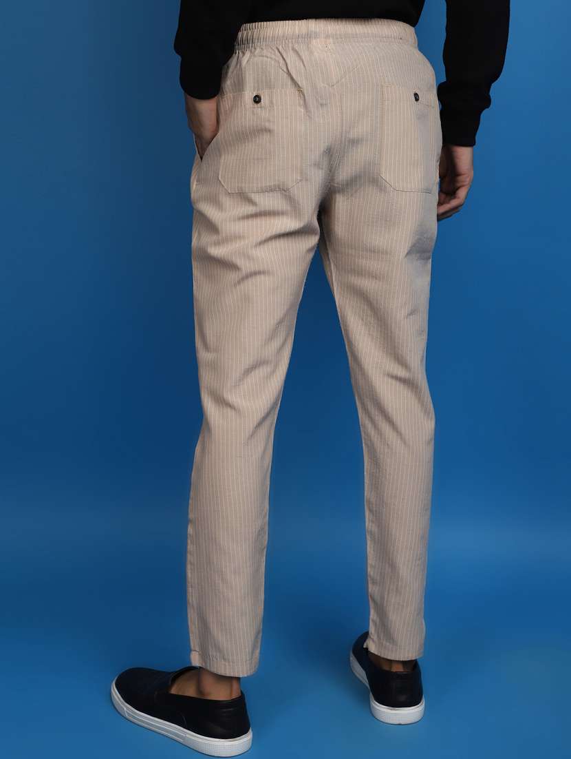 beige cotton  full length track pant - 20686577 -  Standard Image - 3