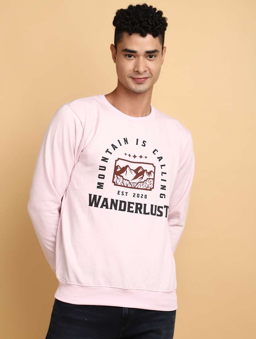 men front print crew neck sweatshirt