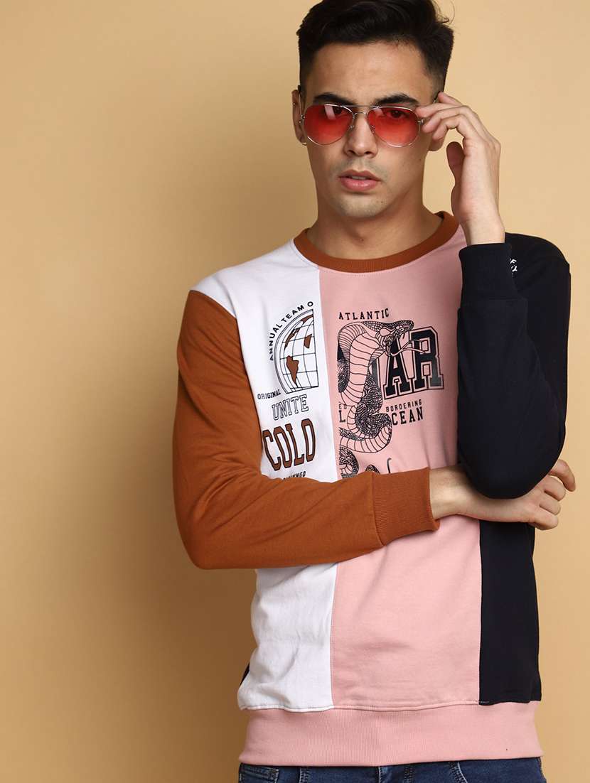 men color block long sleeve sweatshirt - 20686676 -  Standard Image - 3