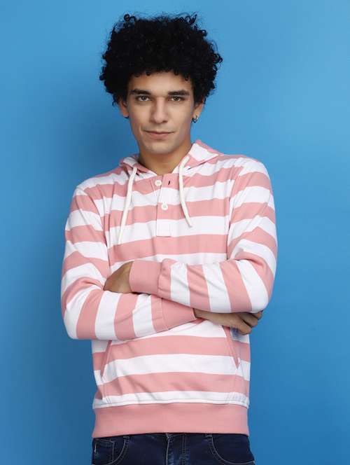 pink & white cotton regular sweatshirt - 20686681 - Standard Image - 0