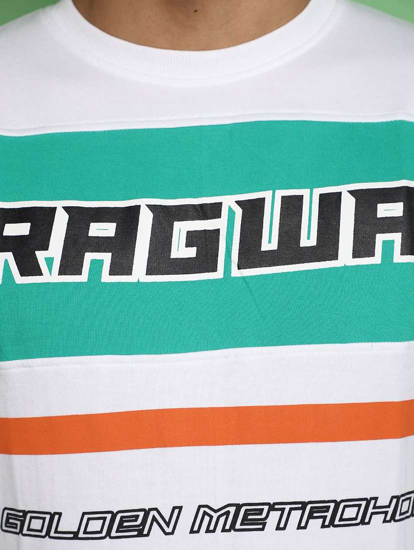 white cotton color block sweatshirt - 20686701 -  Standard Image - 5