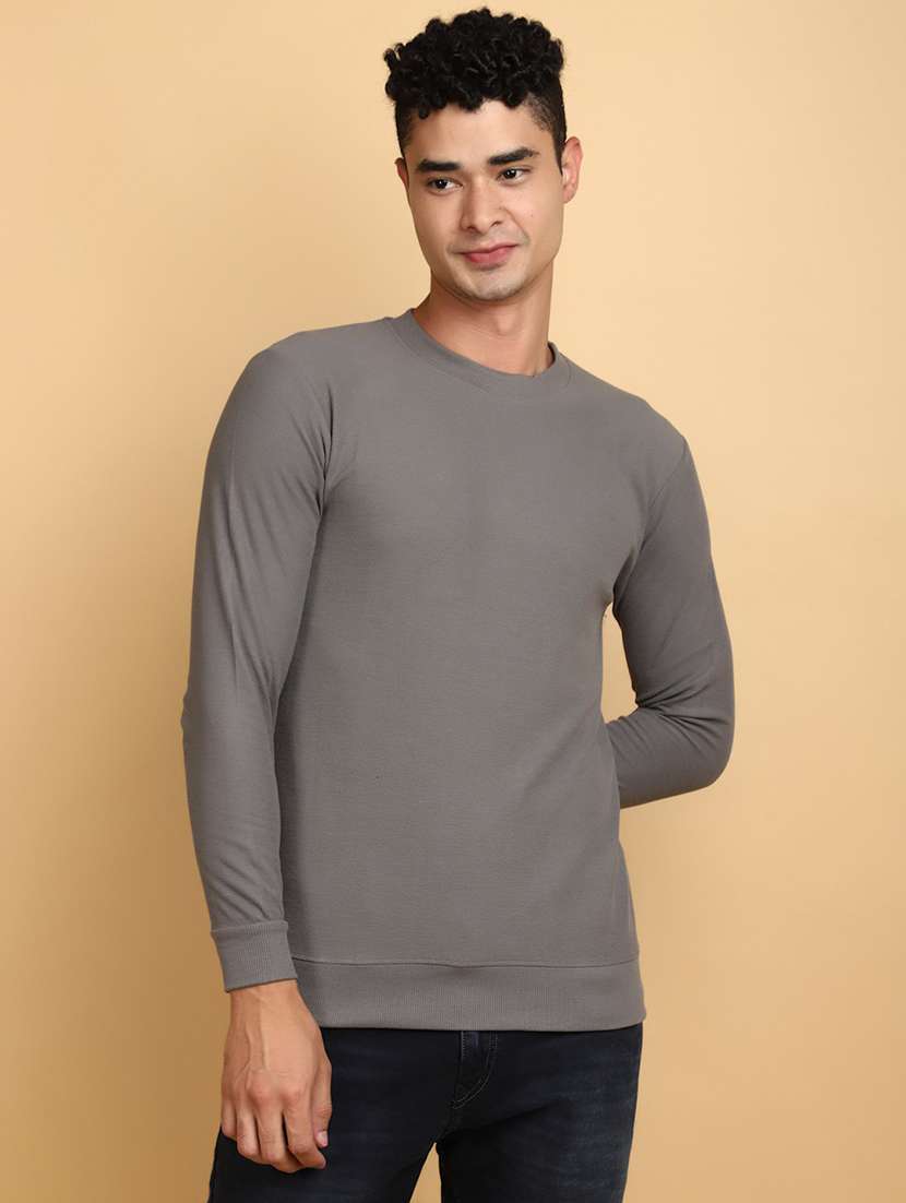grey cotton plain sweatshirt