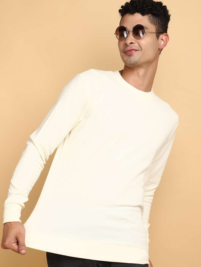 off white cotton plain sweatshirt - 20686713 - Standard Image - 3