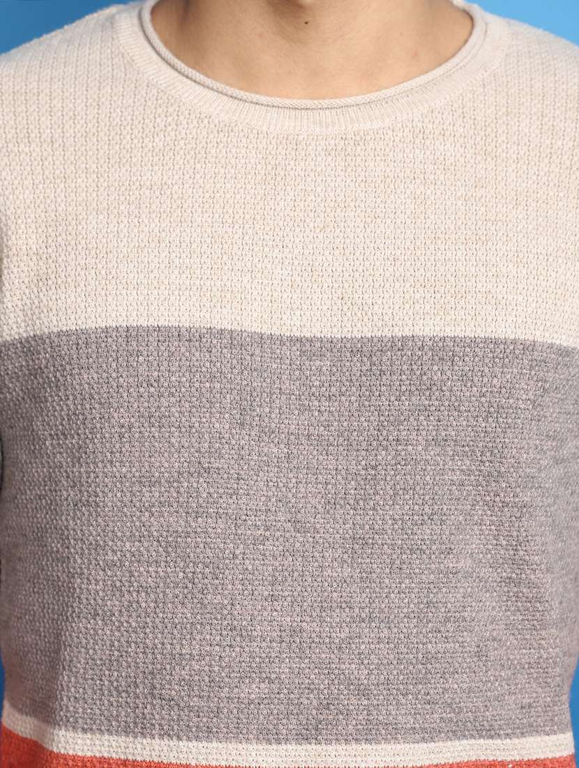 men color block round neck pullover - 20686803 -  Standard Image - 5