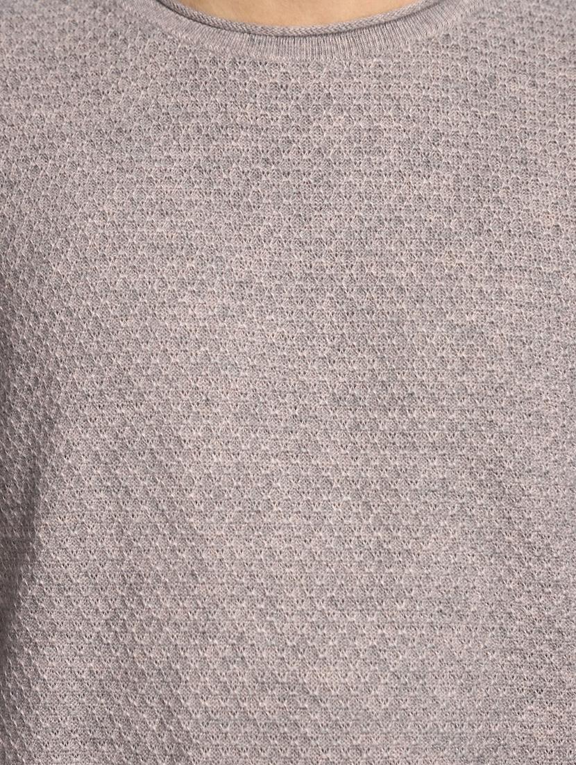 grey self design round neck pullover - 20686805 - Standard Image - 5