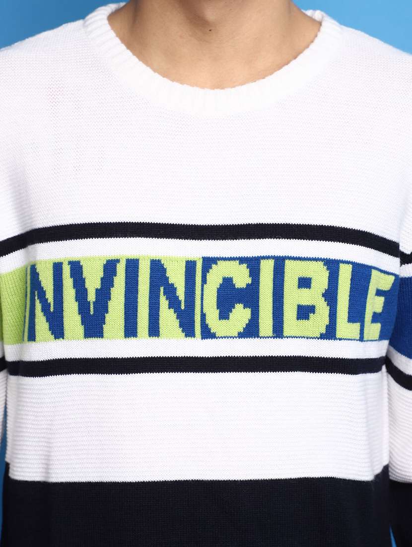 white self design colourblock detailed pullover - 20686817 -  Standard Image - 5