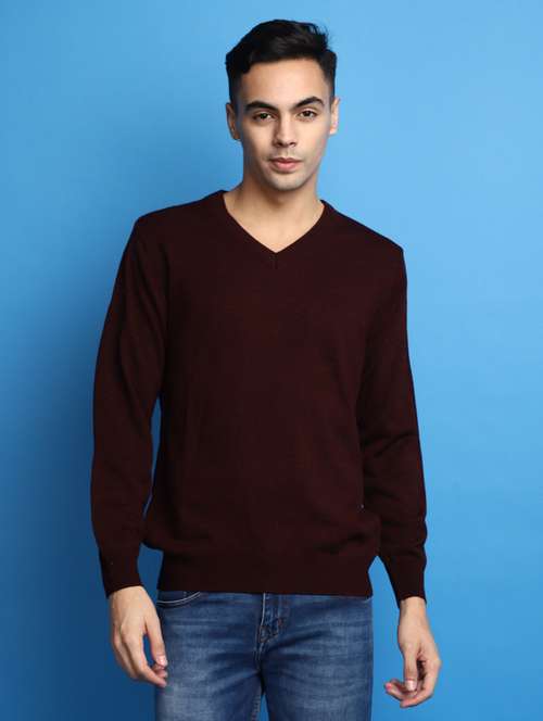 solid maroon v-neck pullover - 20686824 -  Standard Image - 0