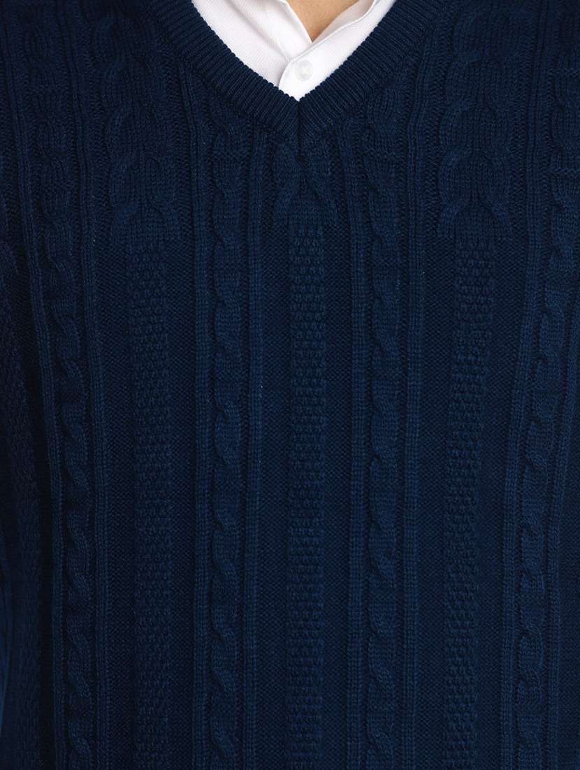 blue self design sleeveless pullover - 20686825 -  Standard Image - 5