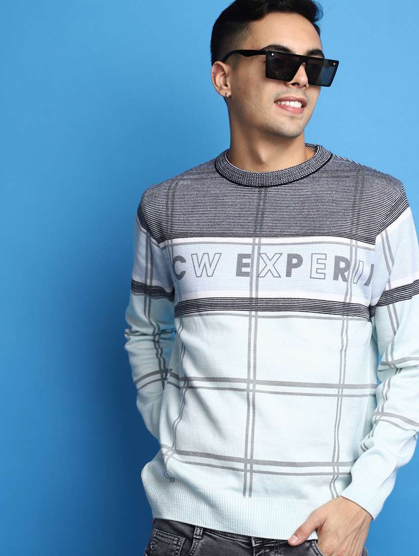 grey printed detailed round neck pullover - 20686829 -  Standard Image - 3