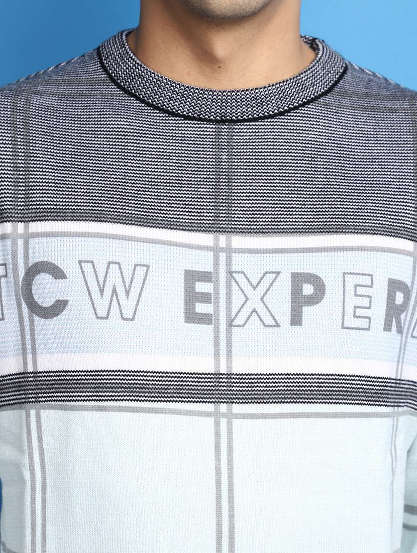 grey printed detailed round neck pullover - 20686829 -  Standard Image - 5