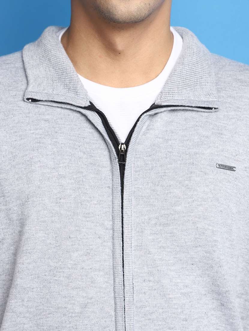 solid grey sleeveless zipper cardigan - 20686839 -  Standard Image - 5