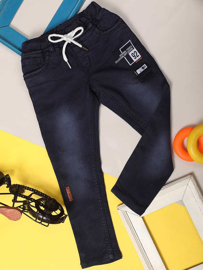 boy's embroidered slim fit jeans