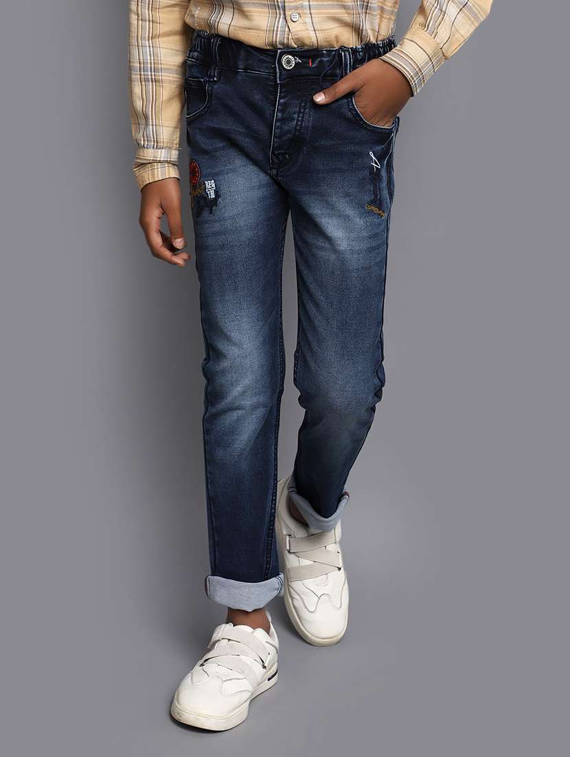 boy's embroidered slim fit jeans