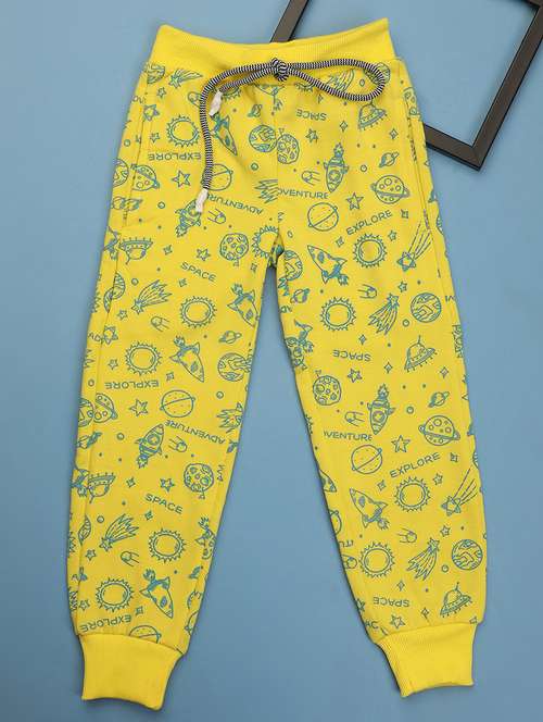 yellow printed joggers - 20687047 - Standard Image - 0