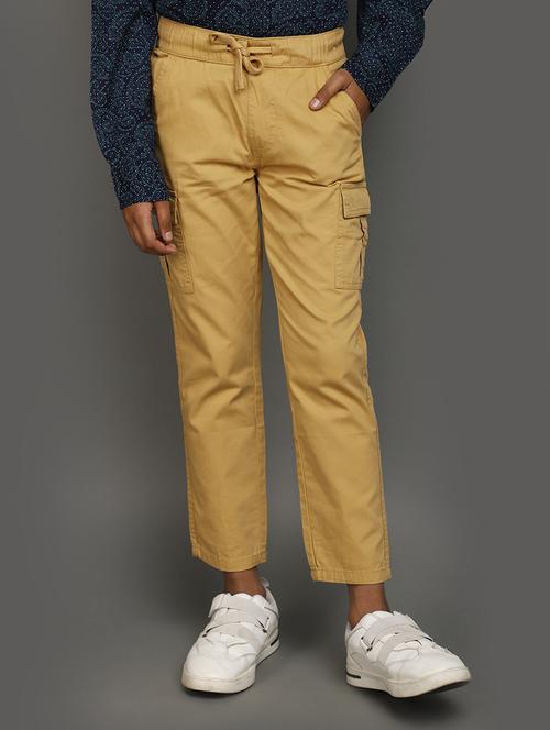 boys mid rise solid cargo trouser - 20687059 - Standard Image - 0