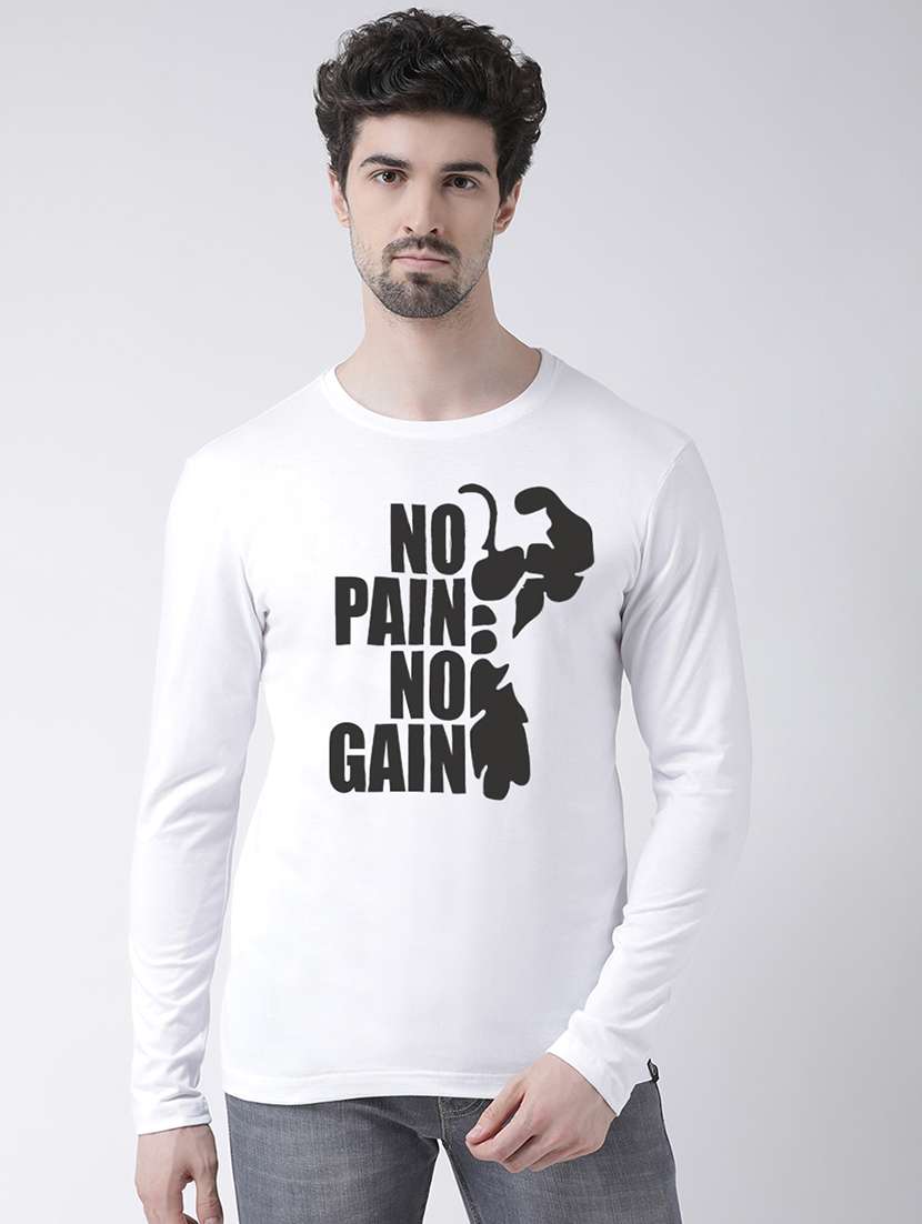 men round neck front print t-shirt - 20687087 -  Zoom Image - 0