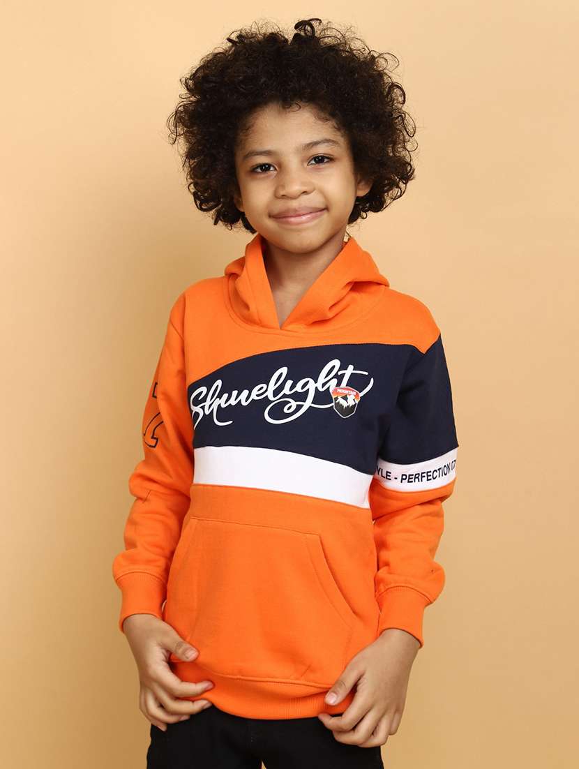orange cotton blend chest print sweatshirt - 20687184 - Zoom Image - 0