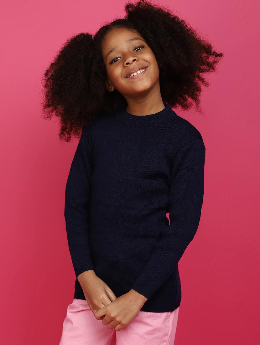girls long sleeved solid regular sweater - 20687259 - Standard Image - 3