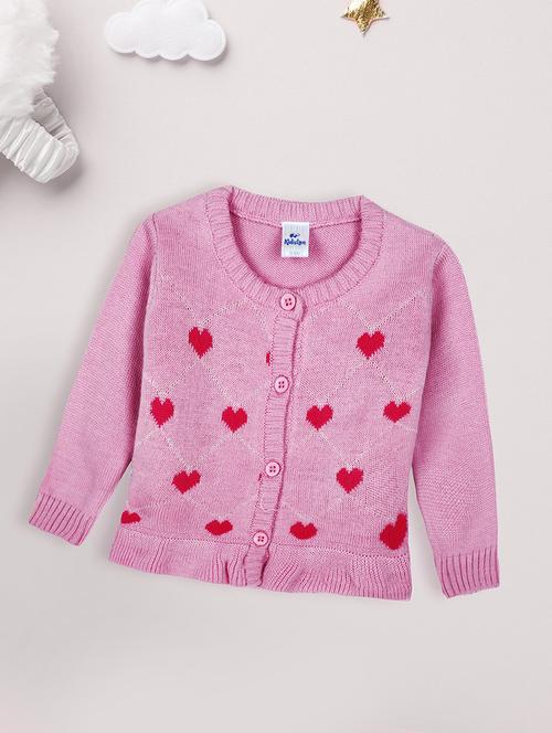 girls long sleeved self design regular sweater - 20687331 - Standard Image - 0