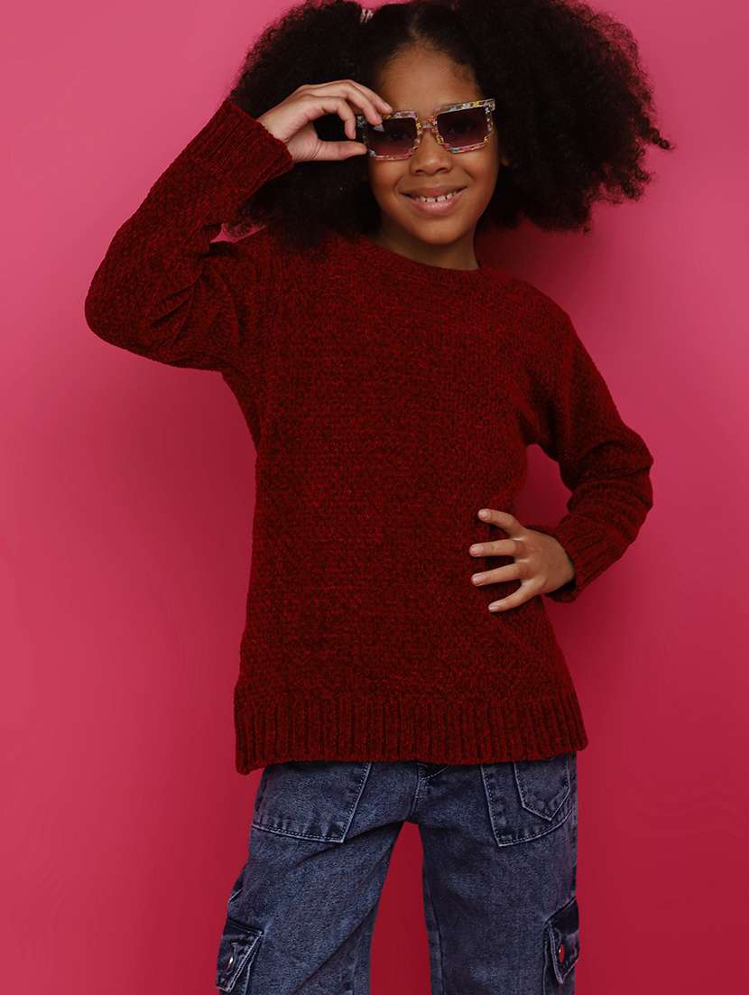 girls long sleeved solid regular sweater - 20687333 -  Standard Image - 3