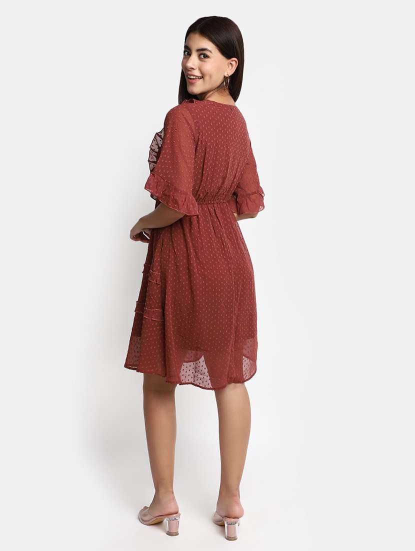 women round neck a-line dress - 20687374 -  Standard Image - 3