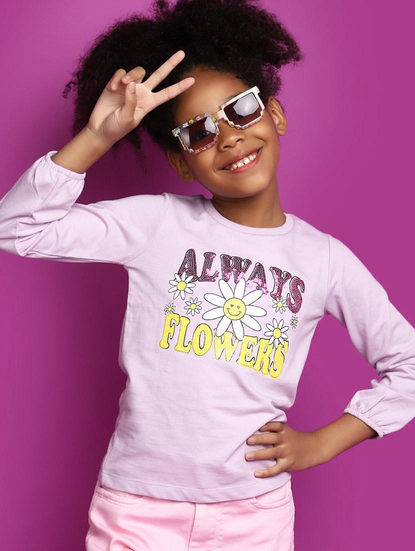 lavender graphic print round neck tees - 20687435 - Standard Image - 3