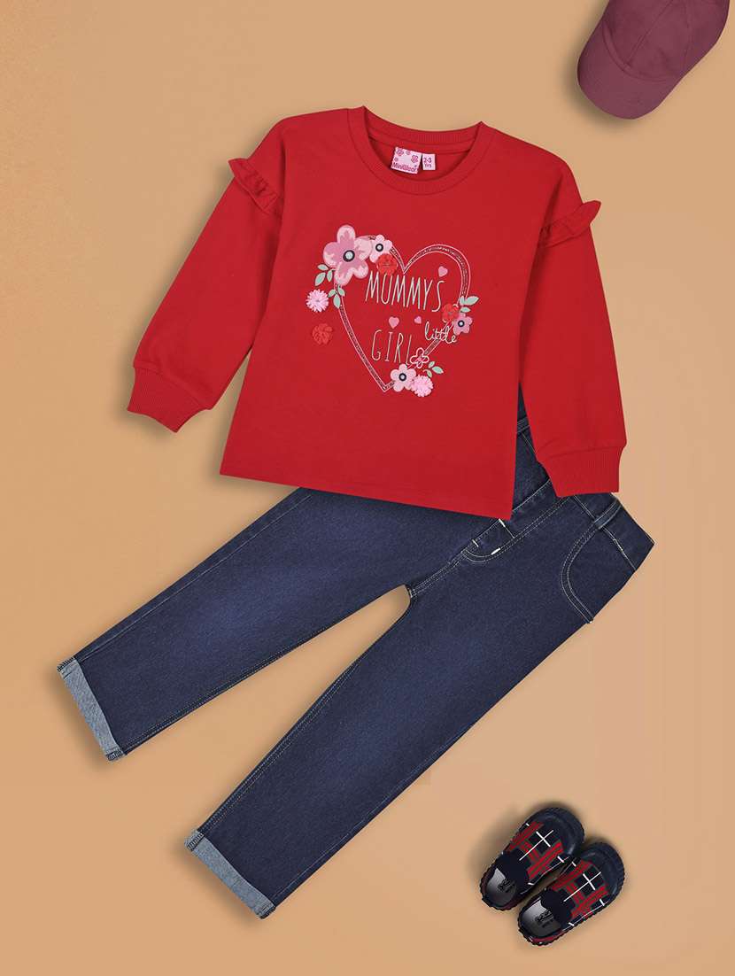 girls floral print full lenght twin set