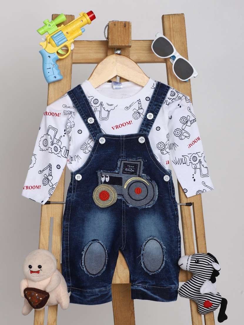 kids printed dungree twin set