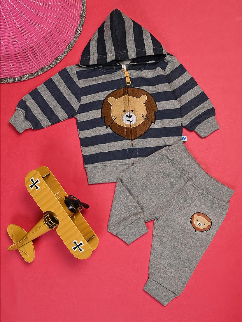 kids striped woolen full lenght twin set - 20687700 - Zoom Image - 0
