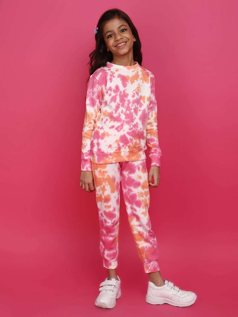 girls tie & dye full lenght twin set
