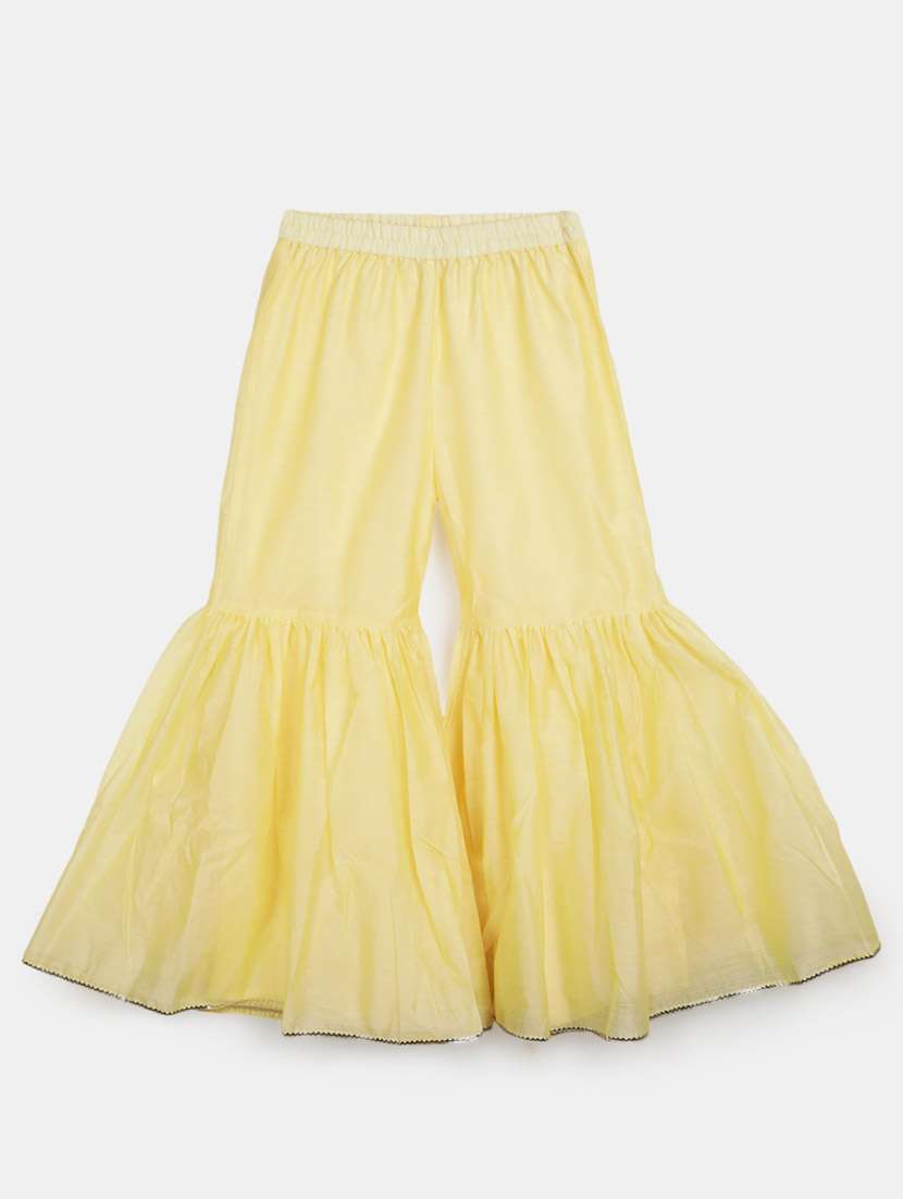 yellow round neck kurta sharara set with dupatta - 20687926 -  Standard Image - 3