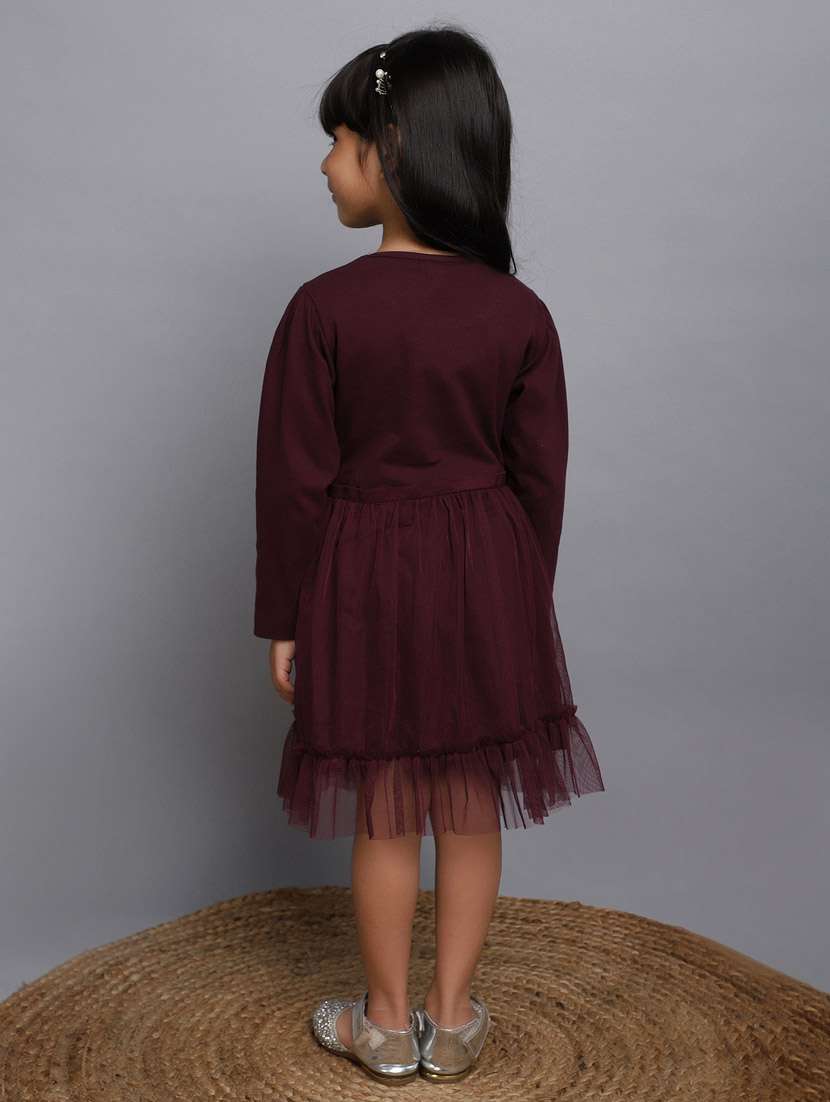girls round neck long sleeves frock - 20687937 - Standard Image - 3