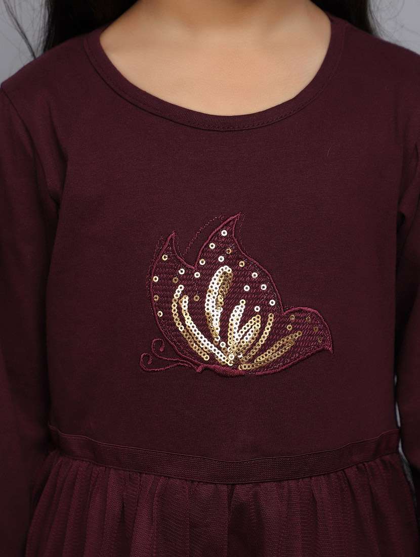 girls round neck long sleeves frock - 20687937 - Standard Image - 5