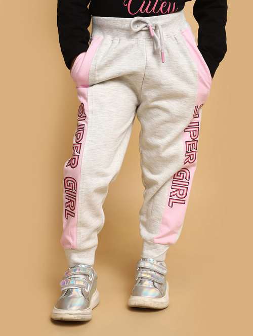 girls mid rise placement printed track pant - 20688025 -  Standard Image - 0