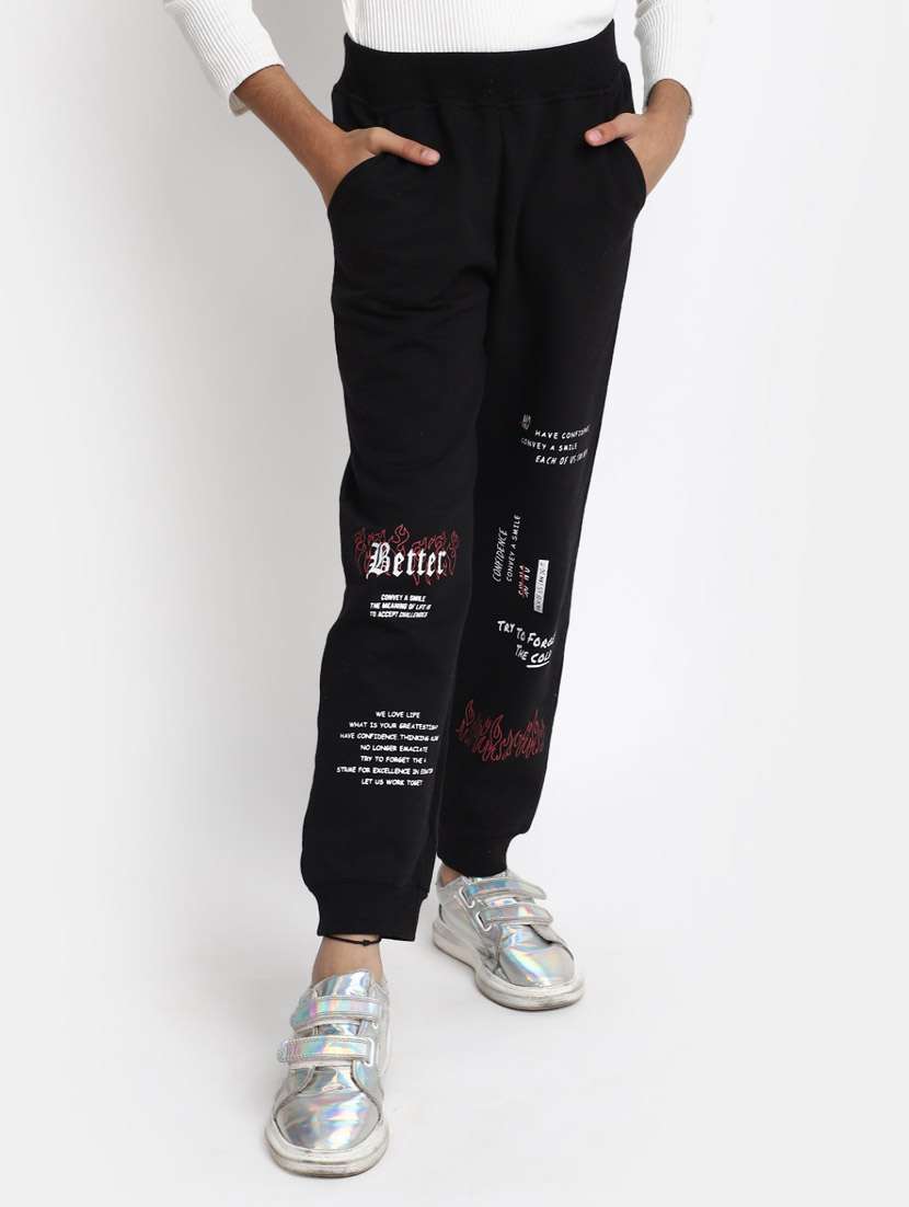 girls mid rise placement printed jogger