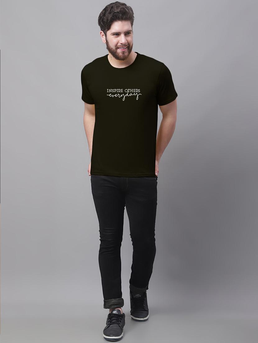 men black typographic round neck regular t-shirt - 20688118 - Standard Image - 3