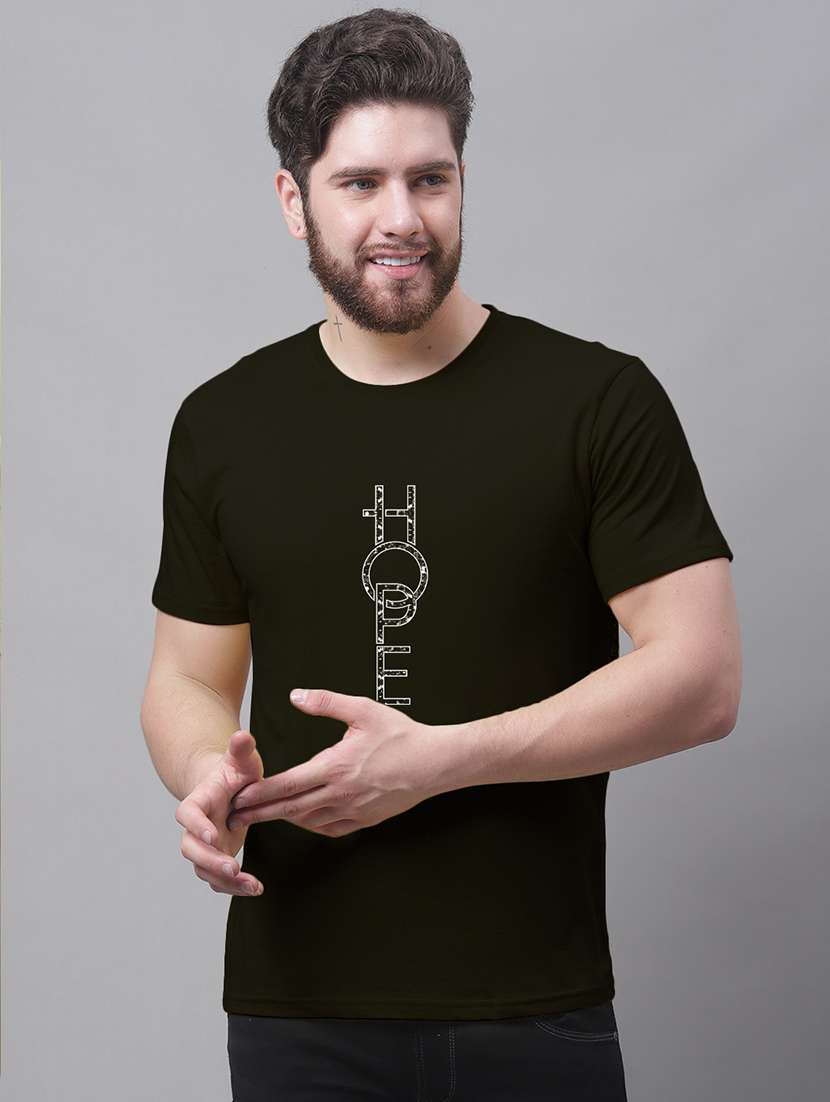 men round neck front print t-shirt - 20688132 - Zoom Image - 0