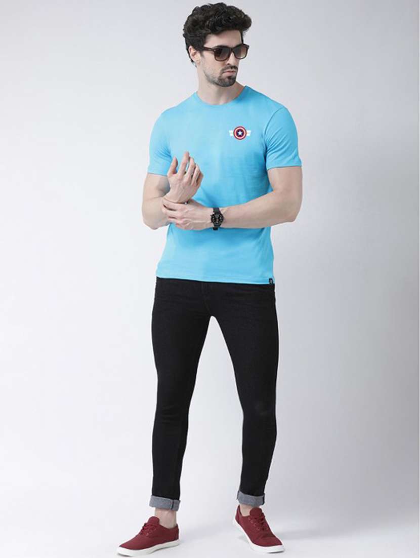 men round neck placement print t-shirt - 20688143 -  Standard Image - 3