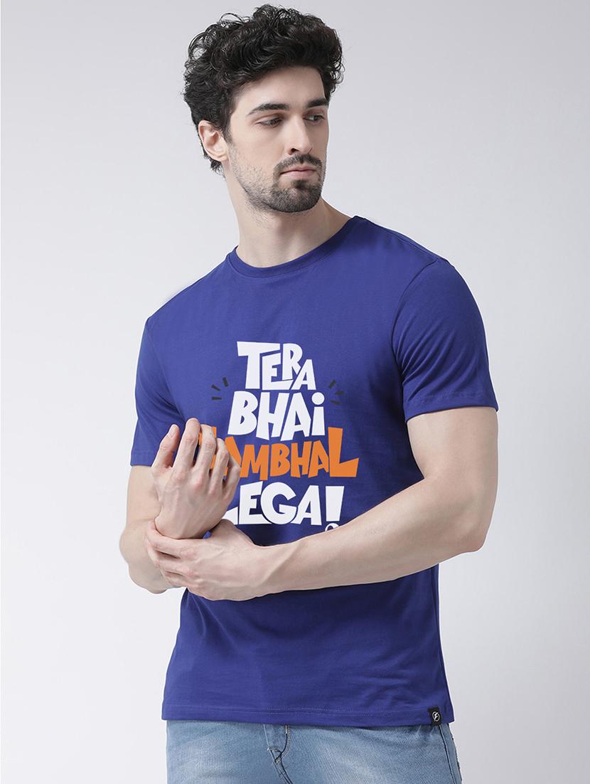 men round neck front print t-shirt - 20688169 - Zoom Image - 0