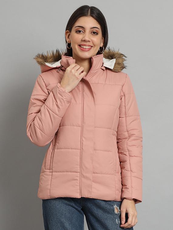 peach polyester quilted & padded jacket - 20688388 - Zoom Image - 0