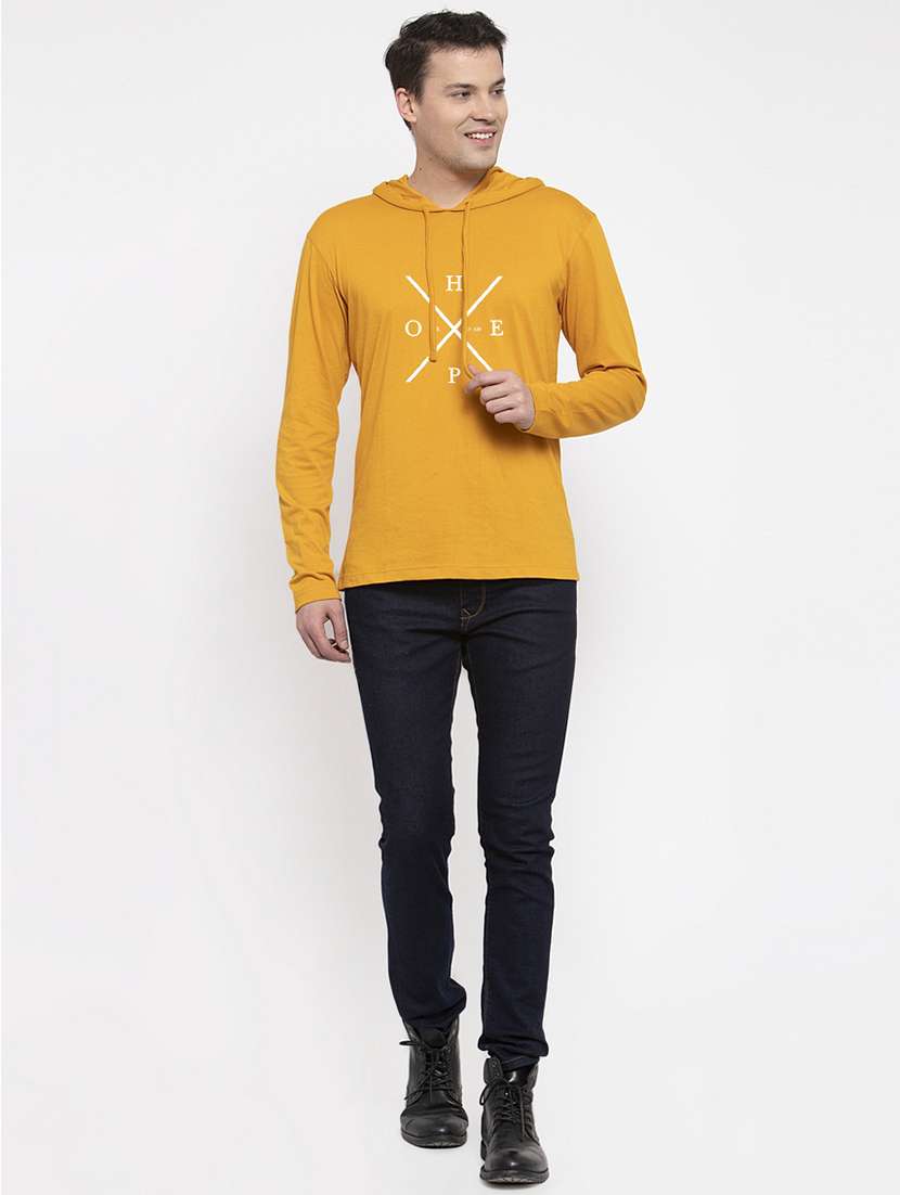mustard cotton chest print sweatshirt - 20688400 -  Standard Image - 3