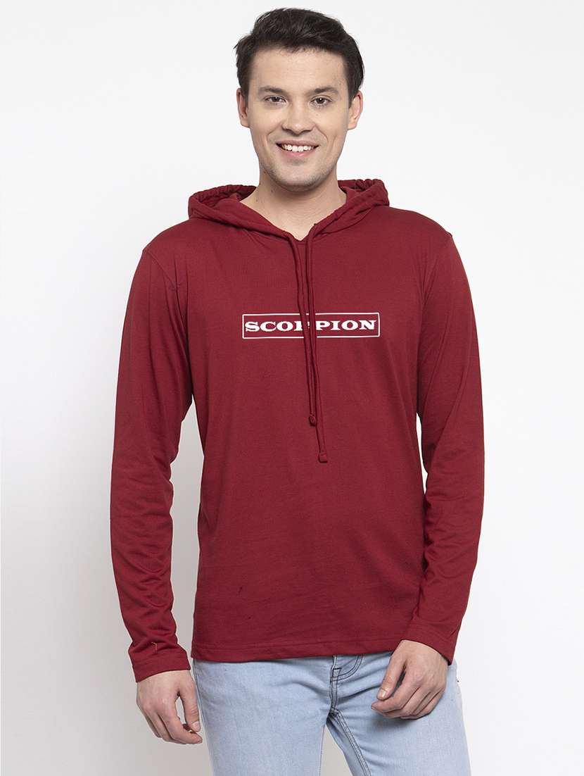 maroon cotton chest print sweatshirt - 20688408 -  Zoom Image - 0