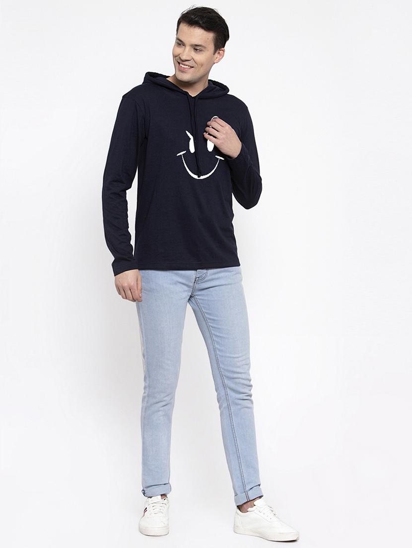 navy blue cotton chest print sweatshirt - 20688409 - Standard Image - 3